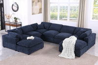 Cassie 8-Piece Oversized Modular Sectional Sofa with Extra-Large Ottomans – Chenille Upholstery, Spring Cushions & Pine Wood Frame for Big Families