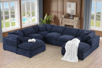 Cassie 8-Piece Oversized Modular Sectional Sofa with Extra-Large Ottomans – Chenille Upholstery, Spring Cushions & Pine Wood Frame for Big Families