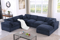Cassie Oversized 7-Piece Modular Sectional Sofa with Extra-Large Ottomans – Chenille Upholstery, Deep Cushions & Pine Wood Frame
