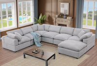 Cassie Oversized 7-Piece Modular Sectional Sofa with Extra-Large Ottomans – Chenille Upholstery, Deep Cushions & Pine Wood Frame