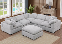 Cassie 6-Piece Oversized Modular Sectional Sofa with Large Ottoman – Chenille Upholstery, Deep Spring Cushions & Durable Pine Wood Frame