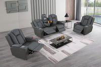 Bonnie Faux Leather Electric Reclining Sectional Sofa in Faux Leather with Cup Holders, USB Charging & Built-In Speakers – Plush & Functional Entertainment Couch