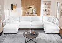 Luis Spacious Modular 4‑Seat Sectional with 2 Ottomans – Polyester Fabric Couch with High‑Density Foam, Wood Frame & Removable Cushion Covers