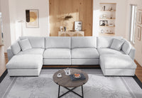 Luis Spacious Modular 4‑Seat Sectional with 2 Ottomans – Polyester Fabric Couch with High‑Density Foam, Wood Frame & Removable Cushion Covers