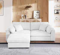 Luis Compact Modular Sofa with Ottoman – Loveseat Design Featuring High-Density Foam, Throw Pillows & Machine-Washable Cushions