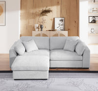 Luis Compact Modular Sofa with Ottoman – Loveseat Design Featuring High-Density Foam, Throw Pillows & Machine-Washable Cushions