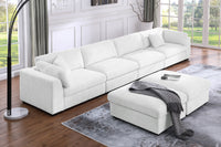 Luis 4-Seat Modular Sectional Sofa with Reversible Ottoman – Polyester Upholstered Couch with Deep Cushions, Wide Armrests & Solid Wood Frame