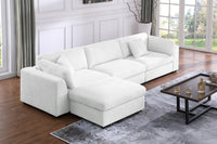 Luis Modular 3-Seater Sofa with Reversible Ottoman – Polyester Upholstered Couch with Deep Cushions, Wide Armrests & Solid Wood Frame