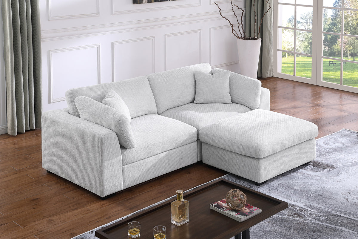 Luis Compact Modular Sofa with Ottoman – Loveseat Design Featuring High-Density Foam, Throw Pillows & Machine-Washable Cushions