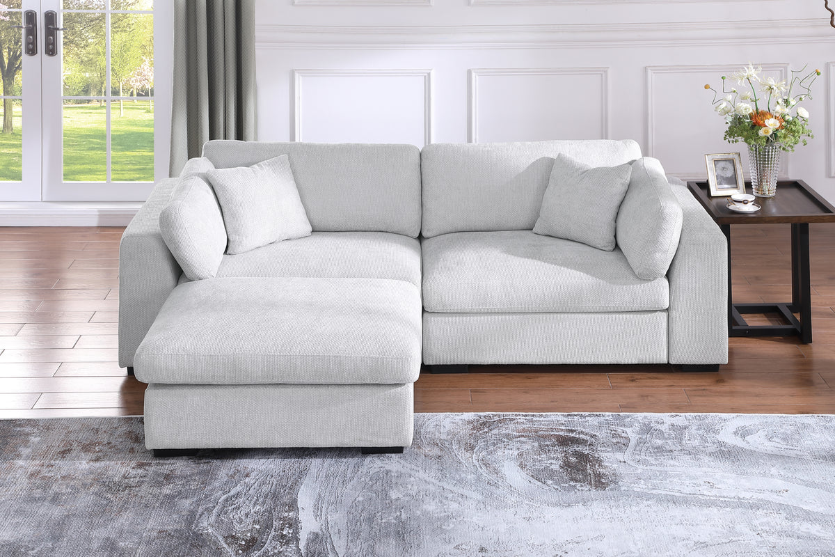 Luis Compact Modular Sofa with Ottoman – Loveseat Design Featuring High-Density Foam, Throw Pillows & Machine-Washable Cushions