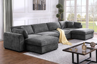 Luis Spacious Modular 4‑Seat Sectional with 2 Ottomans – Polyester Fabric Couch with High‑Density Foam, Wood Frame & Removable Cushion Covers