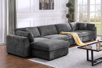 Luis 4-Seat Modular Sectional Sofa with Reversible Ottoman – Polyester Upholstered Couch with Deep Cushions, Wide Armrests & Solid Wood Frame