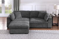 Luis Compact Modular Sofa with Ottoman – Loveseat Design Featuring High-Density Foam, Throw Pillows & Machine-Washable Cushions