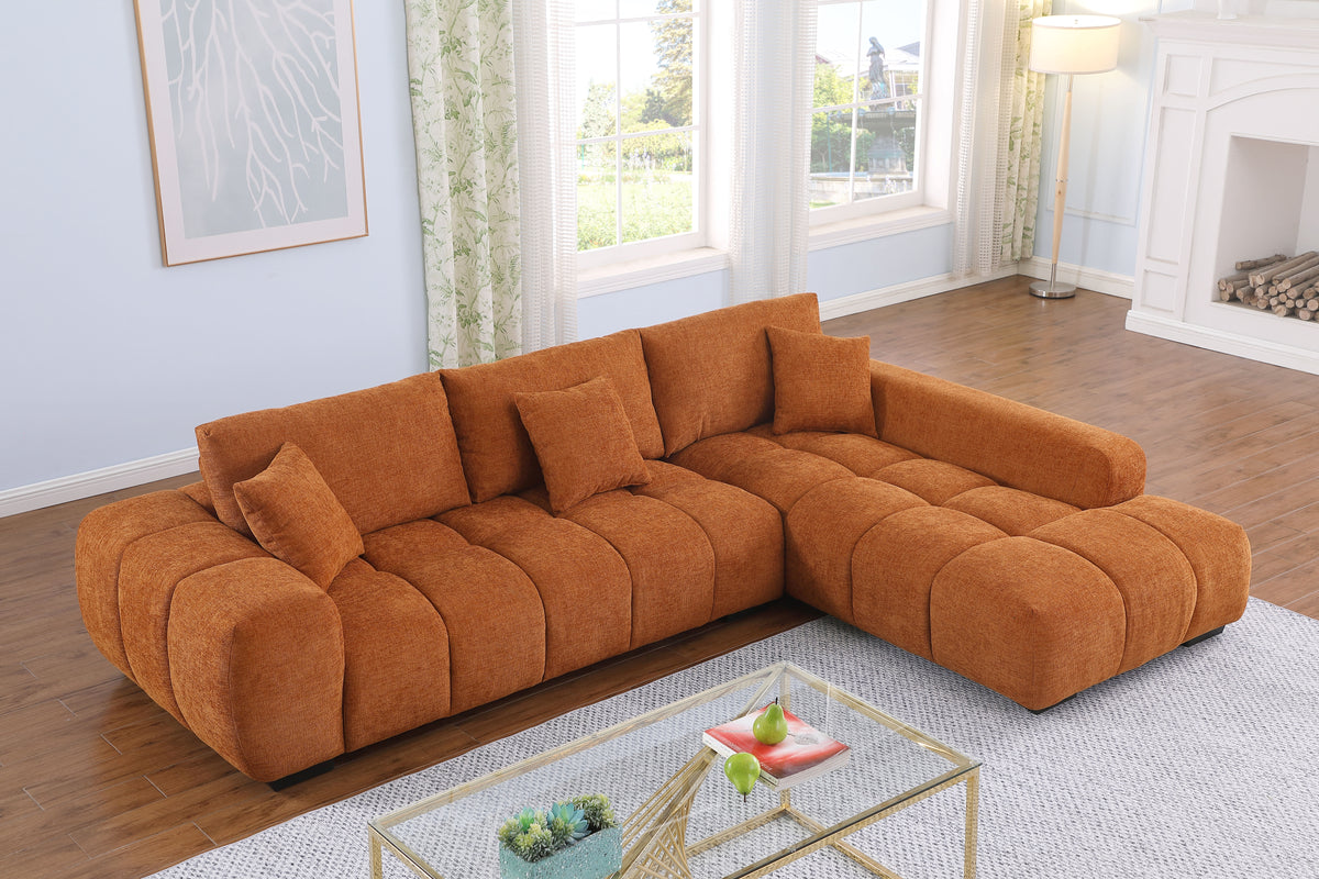 Canam Oversized Chenille L-Shaped Sectional Sofa with Deep Chaise – Plush Upholstery & Extra-Wide Seating for Modern Living Rooms