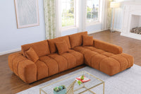 Canam Oversized Chenille L-Shaped Sectional Sofa with Deep Chaise – Plush Upholstery & Extra-Wide Seating for Modern Living Rooms