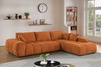 Canam Oversized Chenille L-Shaped Sectional Sofa with Deep Chaise – Plush Upholstery & Extra-Wide Seating for Modern Living Rooms
