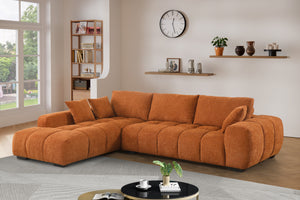 Canam Oversized Chenille L-Shaped Sectional Sofa with Deep Chaise – Plush Upholstery & Extra-Wide Seating for Modern Living Rooms