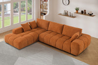 Canam Oversized Chenille L-Shaped Sectional Sofa with Deep Chaise – Plush Upholstery & Extra-Wide Seating for Modern Living Rooms