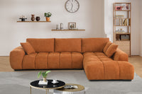 Canam Oversized Chenille L-Shaped Sectional Sofa with Deep Chaise – Plush Upholstery & Extra-Wide Seating for Modern Living Rooms