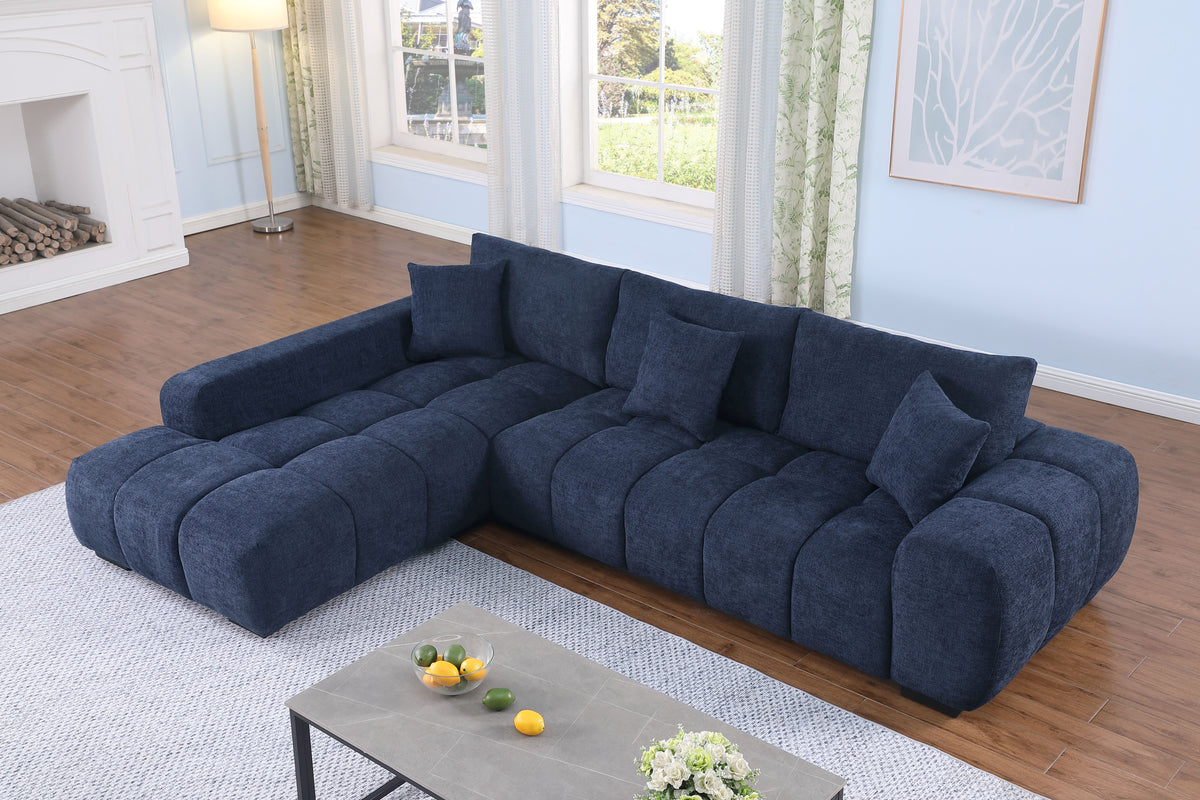 Canam Oversized Chenille L-Shaped Sectional Sofa with Deep Chaise – Plush Upholstery & Extra-Wide Seating for Modern Living Rooms