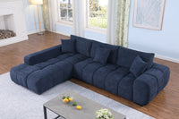 Canam Oversized Chenille L-Shaped Sectional Sofa with Deep Chaise – Plush Upholstery & Extra-Wide Seating for Modern Living Rooms
