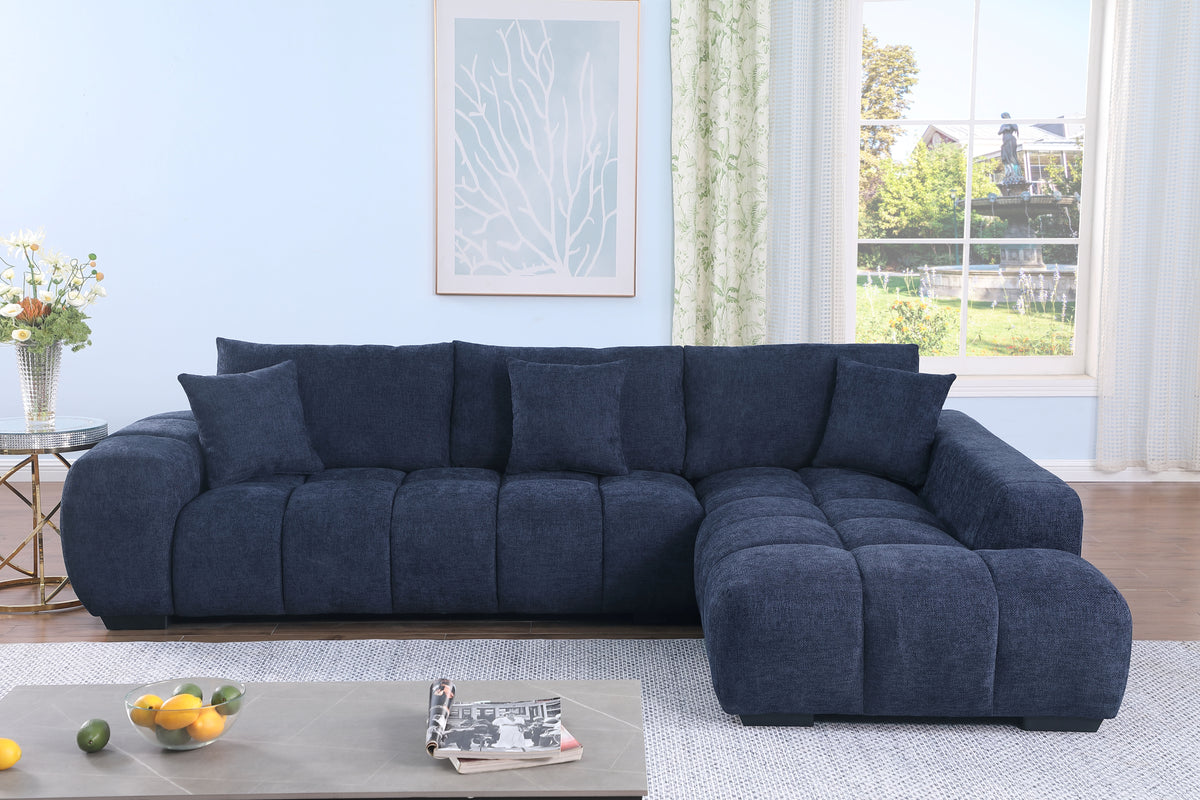 Canam Oversized Chenille L-Shaped Sectional Sofa with Deep Chaise – Plush Upholstery & Extra-Wide Seating for Modern Living Rooms