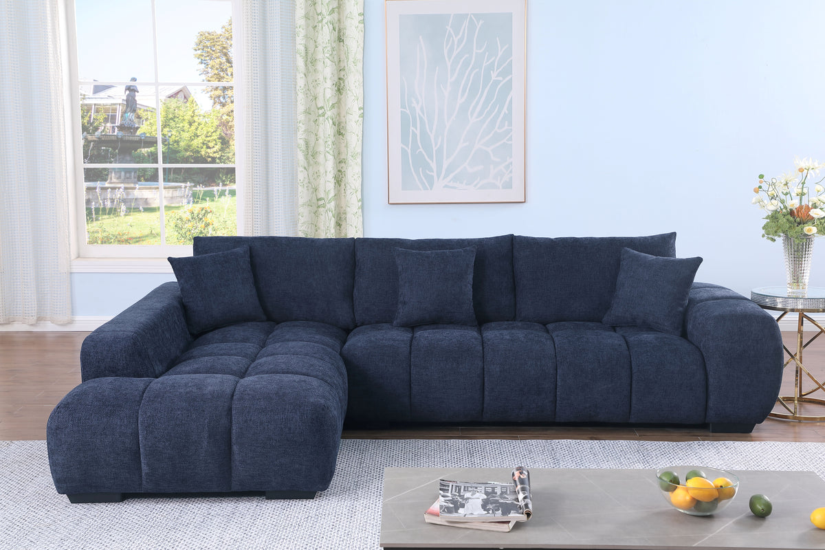 Canam Oversized Chenille L-Shaped Sectional Sofa with Deep Chaise – Plush Upholstery & Extra-Wide Seating for Modern Living Rooms
