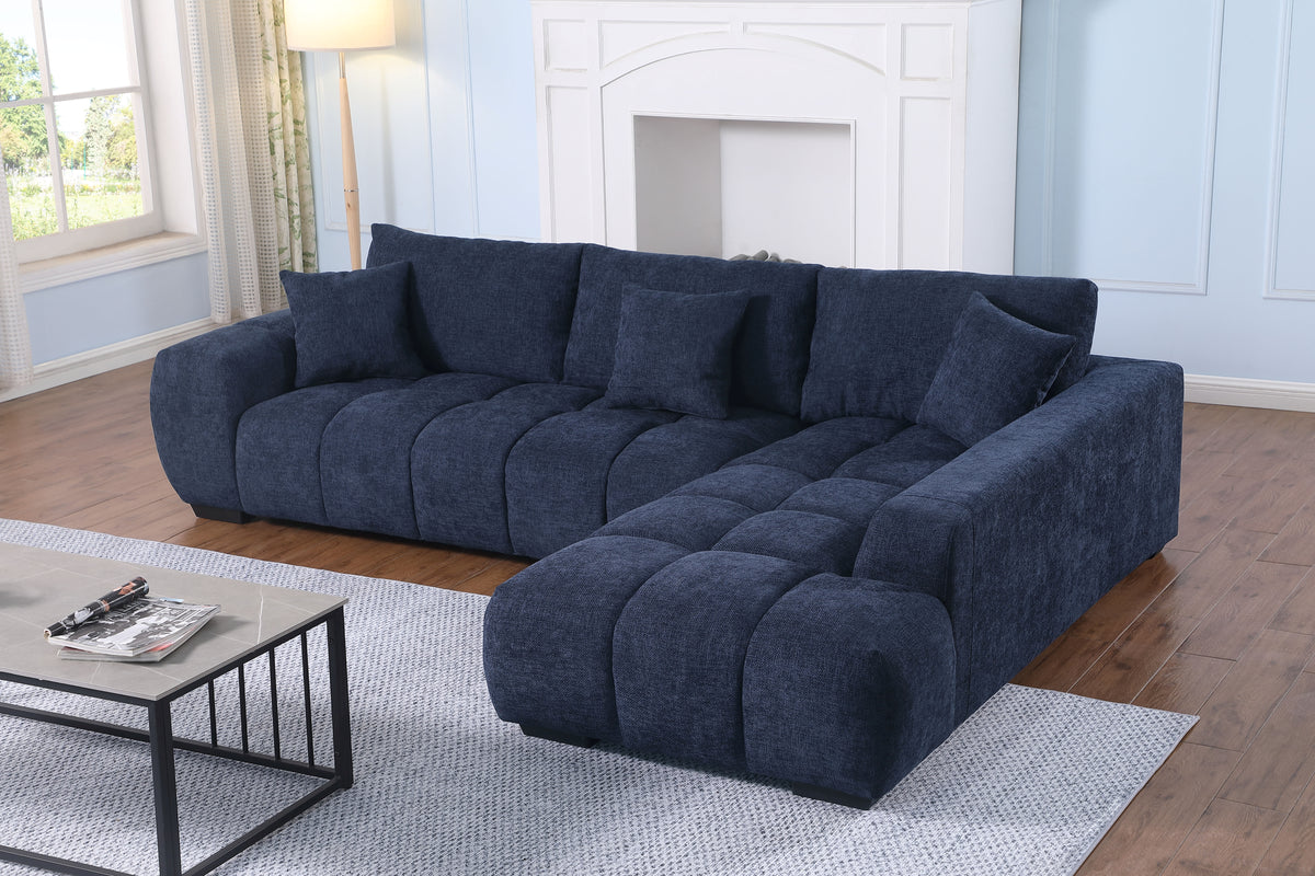 Canam Oversized Chenille L-Shaped Sectional Sofa with Deep Chaise – Plush Upholstery & Extra-Wide Seating for Modern Living Rooms