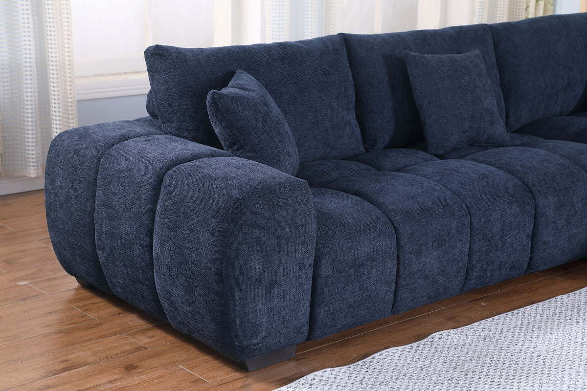 Canam Oversized Chenille L-Shaped Sectional Sofa with Deep Chaise – Plush Upholstery & Extra-Wide Seating for Modern Living Rooms