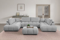Kingsley Wide 4-Piece Modular U-Shaped Sectional Sofa with Double Chaises – Chenille Upholstery, Tufted Cushions & Oversized Ottoman for Family Comfort