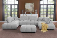 Kingsley Wide 4-Piece Modular U-Shaped Sectional Sofa with Double Chaises – Chenille Upholstery, Tufted Cushions & Oversized Ottoman for Family Comfort