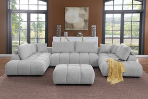 Kingsley Wide 4-Piece Modular U-Shaped Sectional Sofa with Double Chaises – Chenille Upholstery, Tufted Cushions & Oversized Ottoman for Family Comfort