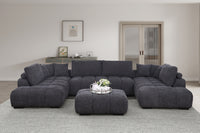 Kingsley Wide 4-Piece Modular U-Shaped Sectional Sofa with Double Chaises – Chenille Upholstery, Tufted Cushions & Oversized Ottoman for Family Comfort