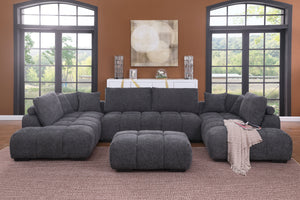 Kingsley Wide 4-Piece Modular U-Shaped Sectional Sofa with Double Chaises – Chenille Upholstery, Tufted Cushions & Oversized Ottoman for Family Comfort