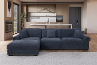 Oliver Modular Sectional Sofa with Nailhead Trim, Reversible Ottoman & Armless Chair – High-Density Foam Cushions & Pocket Spring Support