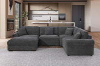 Oliver Modular Fabric Sectional Sofa with Nail head Trim, Reversible Ottoman & Armless Chair & Custom Layout Design