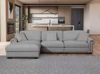 Oliver Modular Sectional Sofa with Nailhead Trim, Reversible Ottoman & Armless Chair – High-Density Foam Cushions & Pocket Spring Support