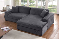 Liam 2-Piece Oversized L-Shaped Sectional Sofa in Corduroy – Deep Seat Chaise Couch with Plush Cushions & Striped Upholstery for Modern Living Rooms