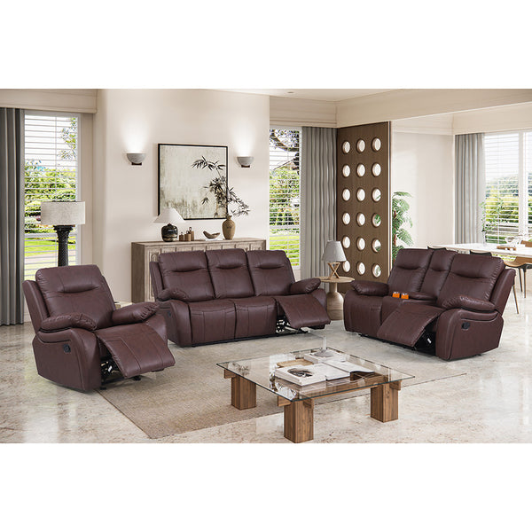 Bhevin Manual Recliner Sofa with Cup Holders – Modern Upholstered Seating with Plush Comfort & Durable Frame for Living Rooms