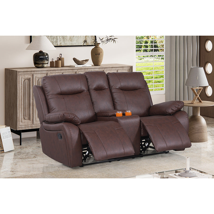 Bhevin Manual Recliner Sofa with Cup Holders – Modern Upholstered Seating with Plush Comfort & Durable Frame for Living Rooms