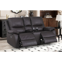Brita Electric Reclining Sofa Set – Faux Leather with Storage Chaise, USB Charging, Cup Holders & Metal Legs