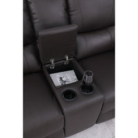 Brita Electric Reclining Sofa Set – Faux Leather with Storage Chaise, USB Charging, Cup Holders & Metal Legs