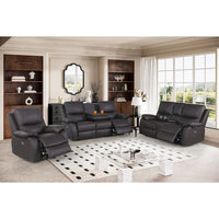 Brita Electric Reclining Sofa Set – Faux Leather with Storage Chaise, USB Charging, Cup Holders & Metal Legs