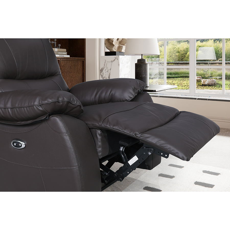 Brita Electric Reclining Sofa Set – Faux Leather with Storage Chaise, USB Charging, Cup Holders & Metal Legs