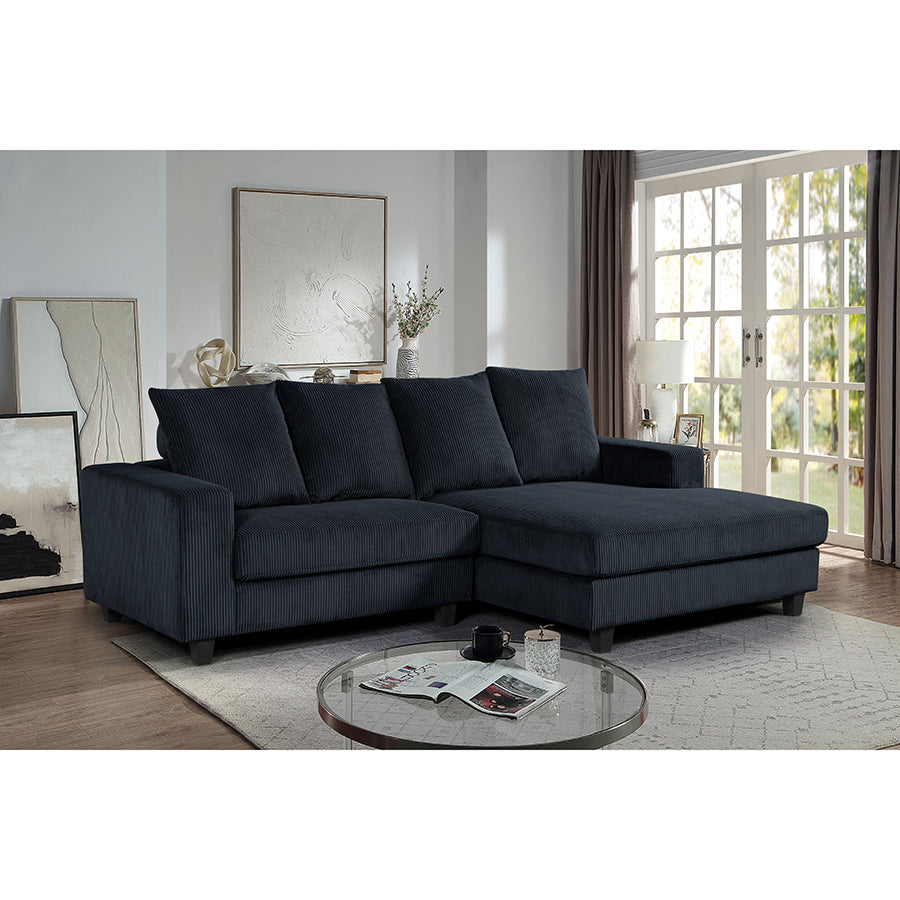 Ramona L Shaped Modern Upholstered Sofa – Textured Fabric Couch with Plush Cushions & Clean-Line Design for Elegant Living Spaces