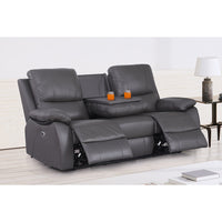 Brita Electric Reclining Sofa Set – Faux Leather with Storage Chaise, USB Charging, Cup Holders & Metal Legs