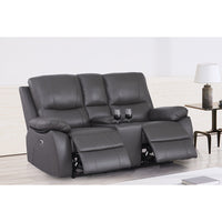 Brita Electric Reclining Sofa Set – Faux Leather with Storage Chaise, USB Charging, Cup Holders & Metal Legs
