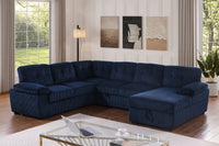 Shin Modern Corduroy Sleeper Sectional Sofa with Storage Chaise – Pull-Out Bed Couch with Deep Seats, Wide Armrests & Durable Frame