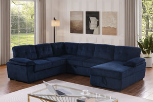 Shin Modern Corduroy Sleeper Sectional Sofa with Storage Chaise – Pull-Out Bed Couch with Deep Seats, Wide Armrests & Durable Frame