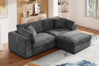 Luis Compact Modular Sofa with Ottoman – Loveseat Design Featuring High-Density Foam, Throw Pillows & Machine-Washable Cushions